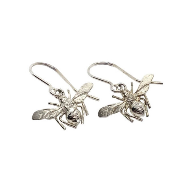 silver-bee-drop-earrings